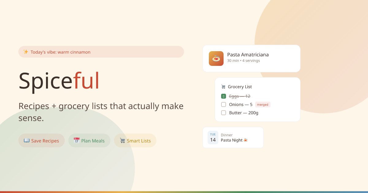Spiceful — AI-powered recipe manager and meal planner