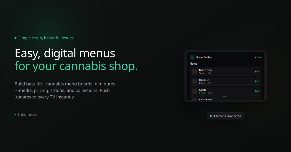 Trikome — digital menu boards for cannabis retail